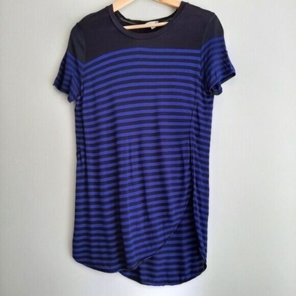 WILFRED Aritzia Side Slits Striped Tunic Top Blue Sz XS - Picture 8 of 10